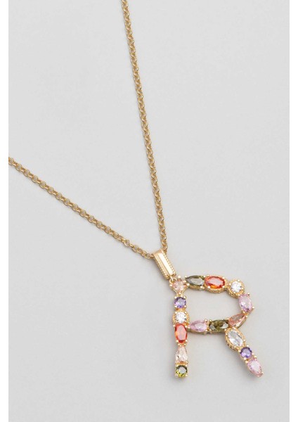 R Harfi Günışığı Renkli 18 Ayar Sarı Altın Kaplama Gümüş Kolye fiyatları