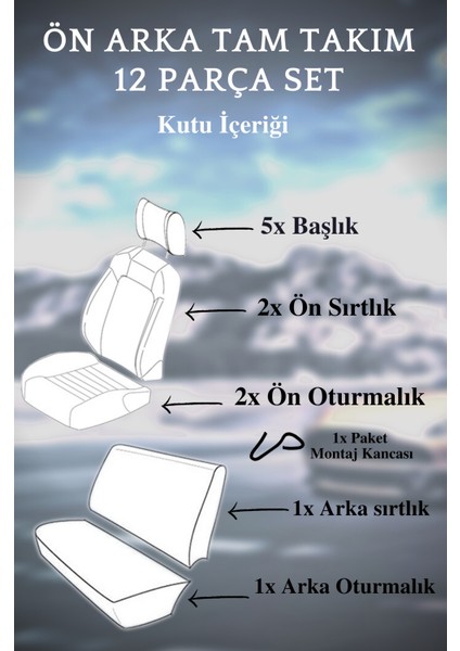 Renault Symbol Joy Uyumlu Siyah Oto Koltuk Kılıfı (Tam Takım Ön Arka Araç Koltuk Kılıfı)