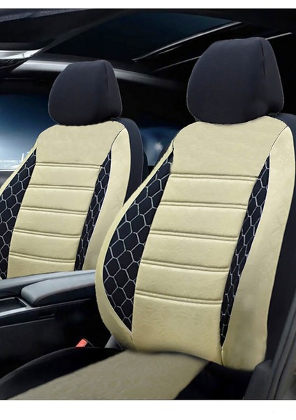 Volvo XC90 Uyumlu Bej Oto Koltuk Kılıfı (Tam Takım Ön Arka Araç Koltuk Kılıfı)