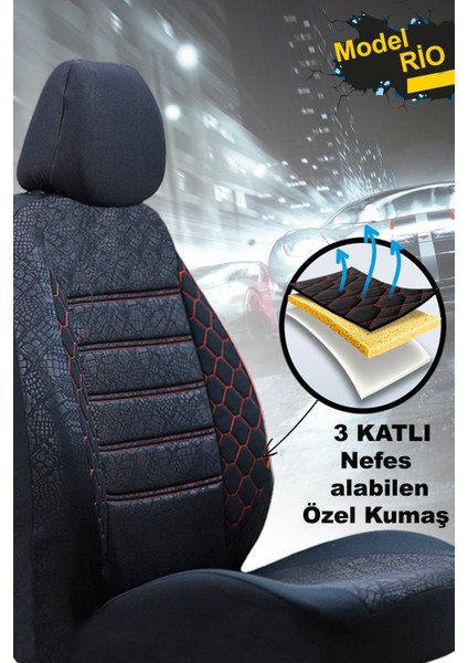 Mercedes M Uyumlu Kırmızı Oto Koltuk Kılıfı (Tam Takım Ön Arka Araç Koltuk Kılıfı)