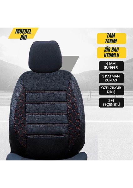 Renault Symbol Expression Uyumlu Kırmızı Oto Koltuk Kılıfı (Tam Takım Ön Arka Araç Koltuk Kılıfı)