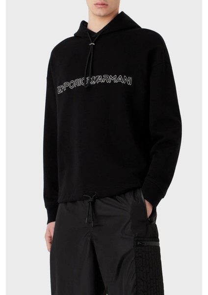 Logolu Kapüşonlu Pamuklu Regular Fit Erkek Sweat 3R1MBC 1jhsz 0999
