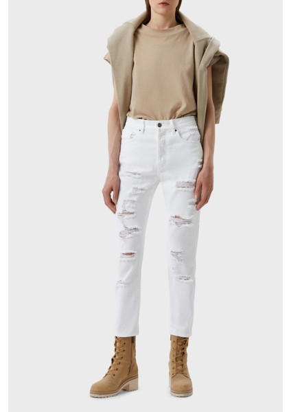 Pamuklu Yüksek Bel Slim Fit Yırtık Detaylı J51 Jean Bayan Kot Pantolon 3RYJ51 Y1HRZ 1100