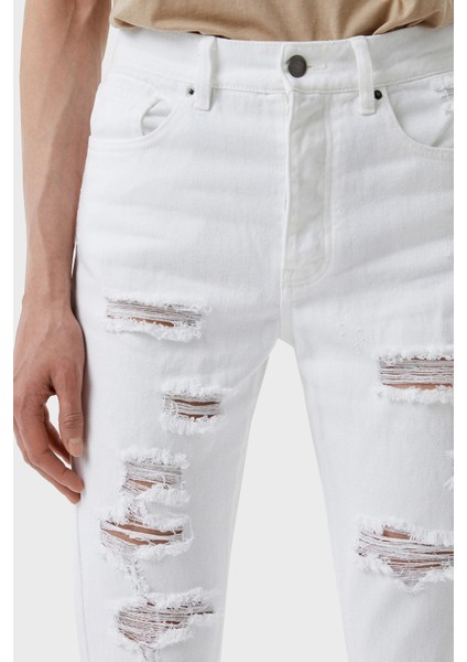 Pamuklu Yüksek Bel Slim Fit Yırtık Detaylı J51 Jean Bayan Kot Pantolon 3RYJ51 Y1HRZ 1100