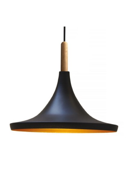 Geniş Metal Avize Ahşap Başlık Mutfak Salon Cafe Ofis Pastane Tekli Sarkıt Lamba Aydınlatma