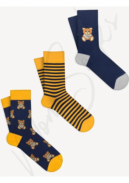 Mono Socks 3 Lü Oyuncak Teddy Bear Ayıcık Desenli Çorap