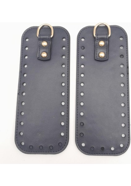 Lacivert Suni Deri Dikdörtgen Çanta Yan Parçası Light Gold Metalli