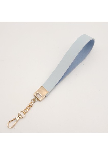Mavi Tek Kat Suni Deri Zincirli Elcik Light Gold Metal