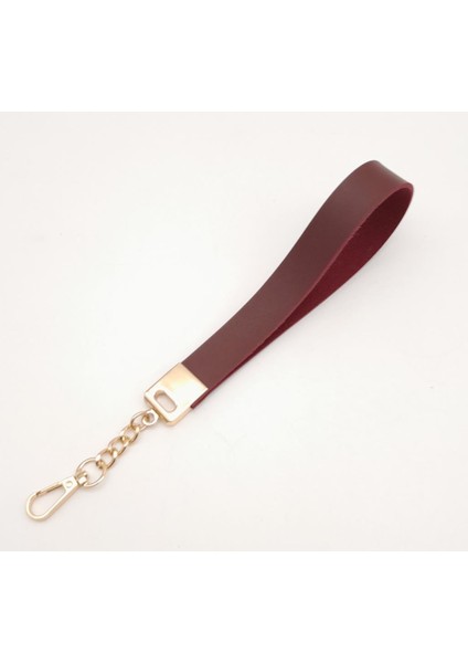 Bordo Tek Kat Suni Deri Zincirli Elcik Light Gold Metal
