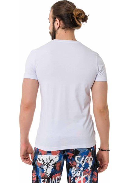 CT712 Nakışlı Yazı Beyaz Basic Tişört fırsatları