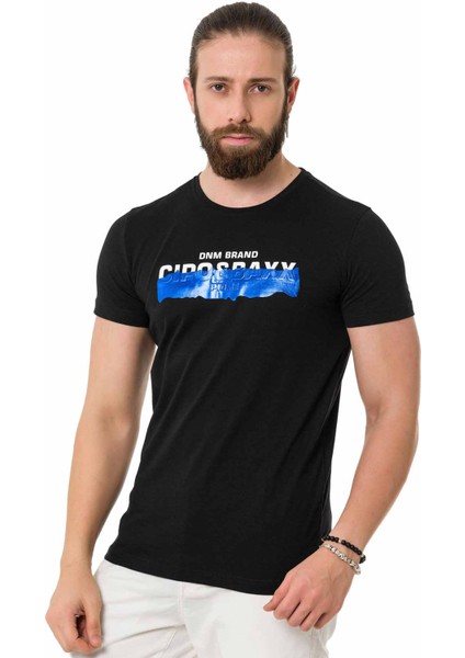 CT711 Kabartmalı Foil Baskı Siyah Tişört