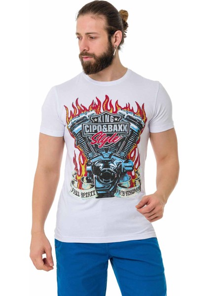 CT730 Hot Rod Motor Beyaz Tişört