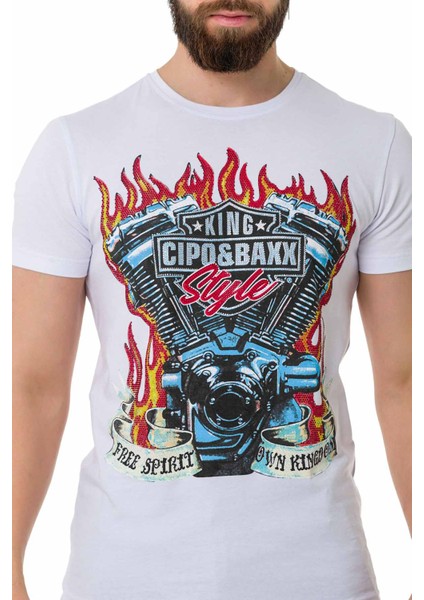 CT730 Hot Rod Motor Beyaz Tişört modelleri