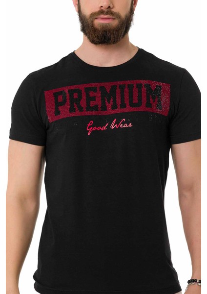 CT732 Taşlı Premium Siyah Tişört modelleri