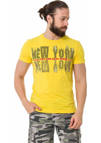 CT733 Taşlı New York Sarı Tişört fiyatları