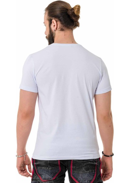 CT731 Taşlı Kontrast Font Beyaz Tişört fırsatları