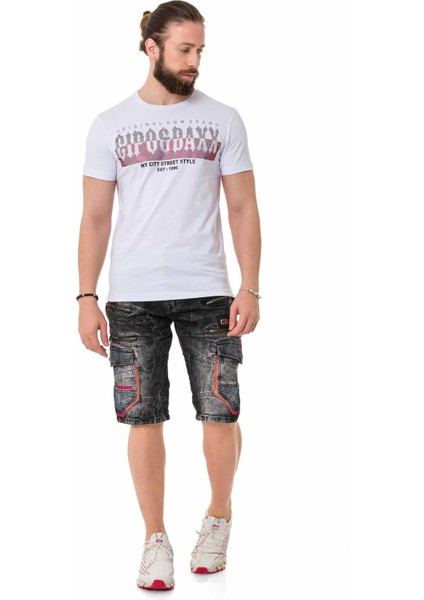 CT731 Taşlı Kontrast Font Beyaz Tişört indirimleri