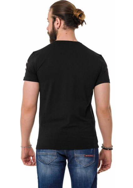 CT728 Taşlı Vintage Baskı Siyah Tişört fırsatları