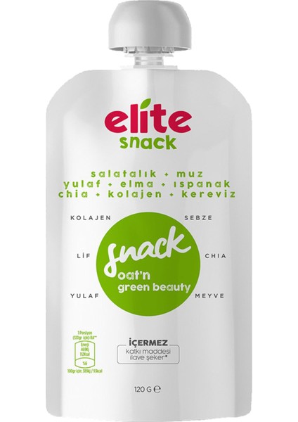 Elite Snack Salata Muz Yulaf Elma Ispanak Chia 120G