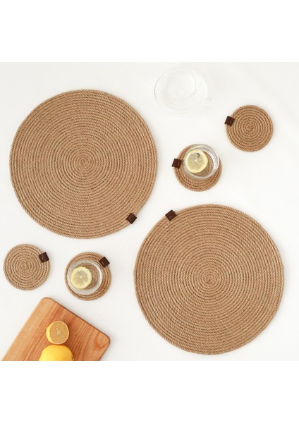 4 Adet Jüt Halat Bardak Altlığı 11X11 modelleri