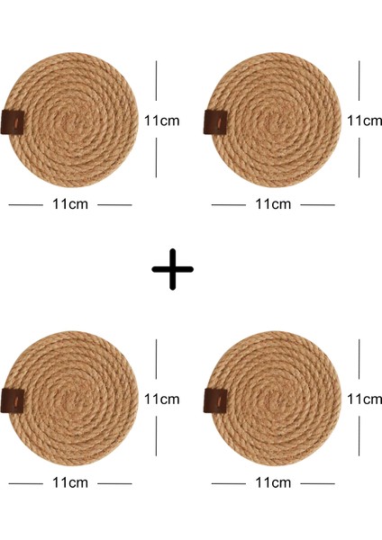 4 Adet Jüt Halat Bardak Altlığı 11X11 fırsatları