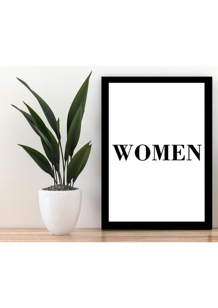Women Siyah Çerçerve Görünümlü Duvar Tablosu Retro Ahşap Poster