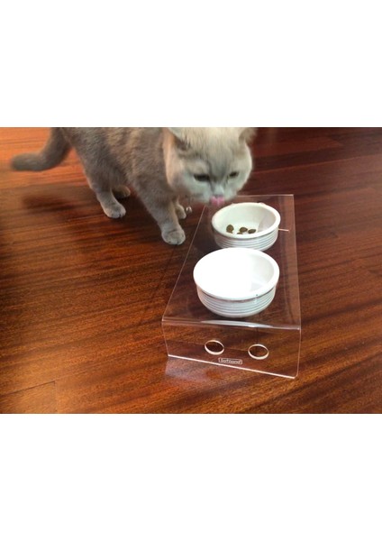 Mama Kabı Seramik Kedi ve Köpek Mama ve Su Kabı Eğimli Yandan Delikli modelleri