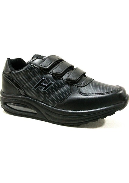 Siyah Air Taban Sneakers Cırtlı Spor Ayakkabı