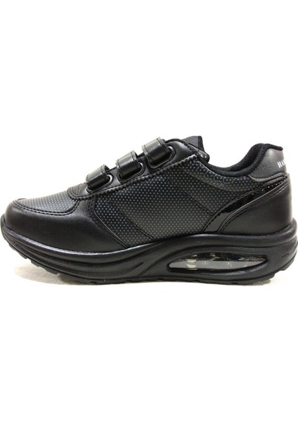 Siyah Air Taban Sneakers Cırtlı Spor Ayakkabı