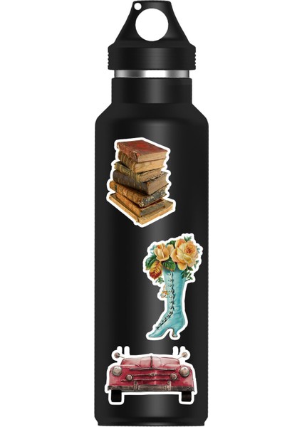 Vintage Retro Çiçek Sticker Seti 14 Adet