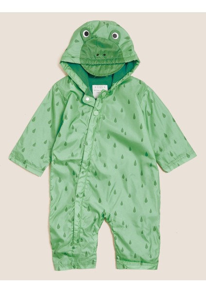 3D Kurbağa Desenli Kapüşonlu Yağmurluk (0-3 Yaş)
