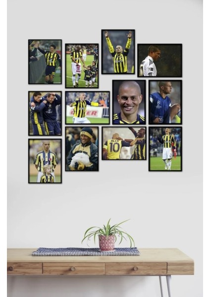 Alex Set Siyah Çerçerve Görünümlü Duvar Tablosu Retro Ahşap Poster