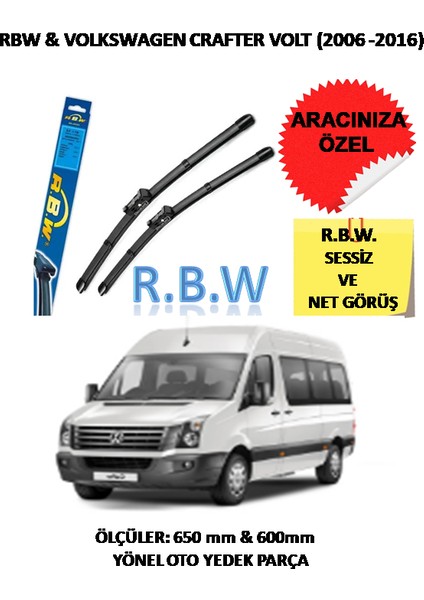 Volkswagen Crafter Volt (2006-2016) Aracınız Için Özel Muz Tip Silecek Takımı