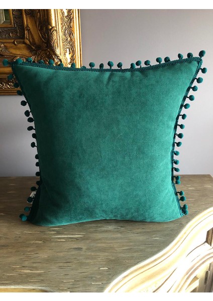 Zümrüt Yeşili Ponponlu Yastık Kılıfı (Kare) modelleri