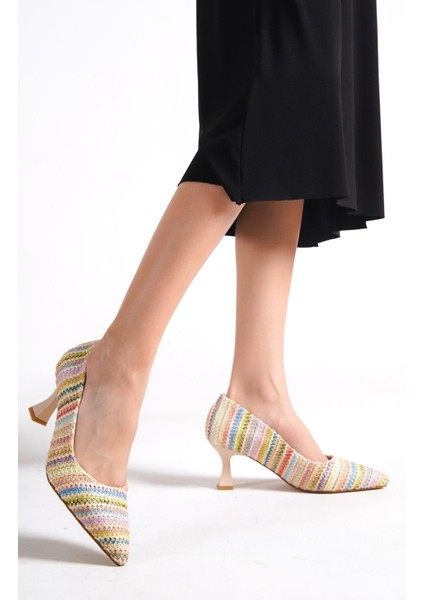 Kandy Çok Renkli Stiletto Kısa Kadeh Topuklu Ayakkabı modelleri