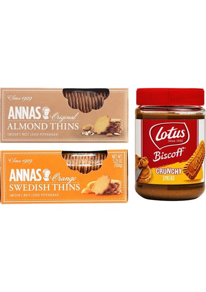 Biscoff Spread Crunchy + Annas Almond + Annas Orange 3'lü Paket