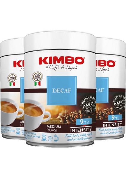 Decaffeinato Filtre Kahve Teneke Kutu (250 Gr) (3'lü Set)