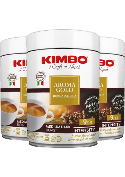 Aroma Gold %100 Arabica Filtre Kahve Teneke Kutu (250 Gr) (3'lü Set)