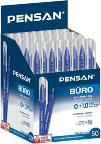 Orjinal Büro Mavi Tükenmez Kalem Ince Uçlu 50'li Pk (Pensan)