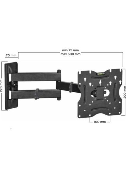 Ata Elektronik 50CM Uzukluk - Vestel Seg Regal Finlux  Uyumlu 30'' 32'' 40 Inch 42'' Inç Arası LCD LED Tv Hareketli Yukarı Aşağı Sağa Sola Askı Aparat 50CM Kol Uzunluğu  Dübel Vida Su Terazili  Vt