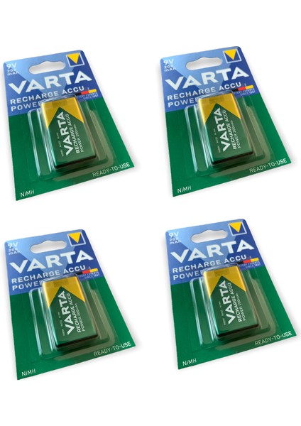 4 Adet - Kumandalı Araba Dijital Saat Pili Radyo Alarm Kepenk Pili Varta 9 Volt 9V Kare Şarj Edilebilir 200 Mili Amper Şarzlı Pil Yeni Seri