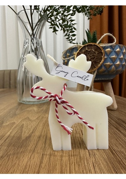Dekoratif Yılbaşı Geyik Kokulu Mum - Soya Wax Mum- Geyik Mum