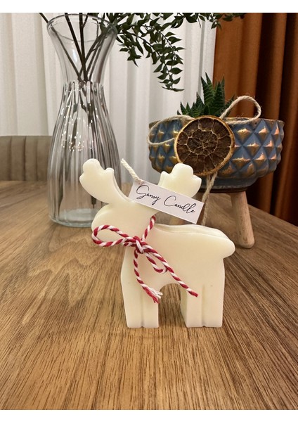 Dekoratif Yılbaşı Geyik Kokulu Mum - Soya Wax Mum- Geyik Mum fiyatları