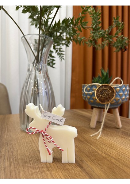Dekoratif Yılbaşı Geyik Kokulu Mum - Soya Wax Mum- Geyik Mum fırsatları
