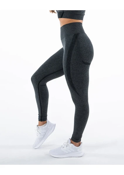 Seamless Push Up Black And  Grey Spor Tayt