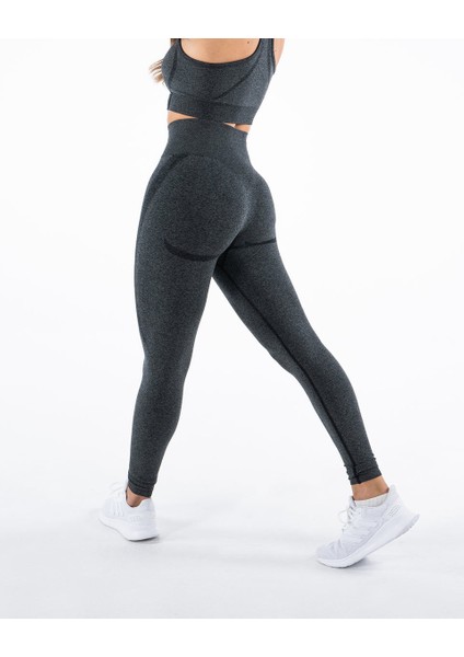 Seamless Push Up Black And Grey Spor Tayt