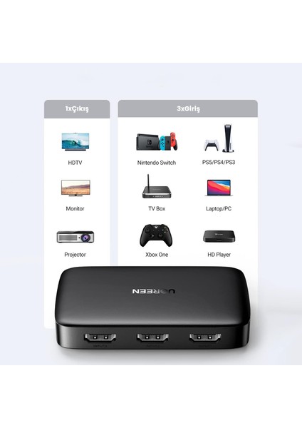 Uzaktan Kumandalı 3 Giriş 1 Çıkış 4K 30Hz HDMI 1.4 Switch fırsatları