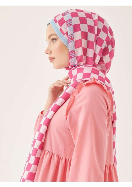 Satranç Desen Dijital Soft Şal-Pembe modelleri