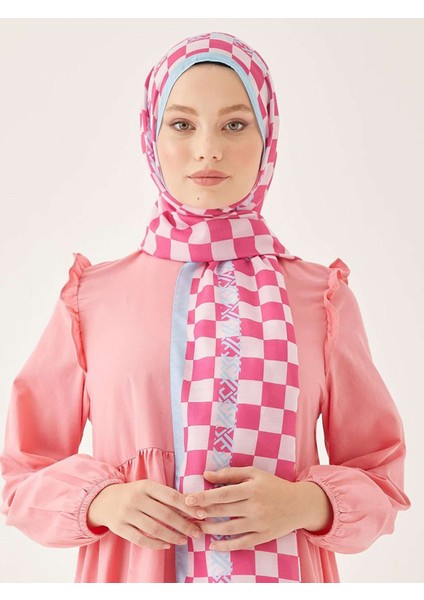 Satranç Desen Dijital Soft Şal-Pembe fırsatları