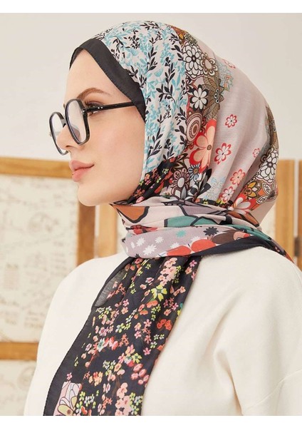 Yamalı Çiçek Desen Dijital Soft Şal-Siyah fiyatları